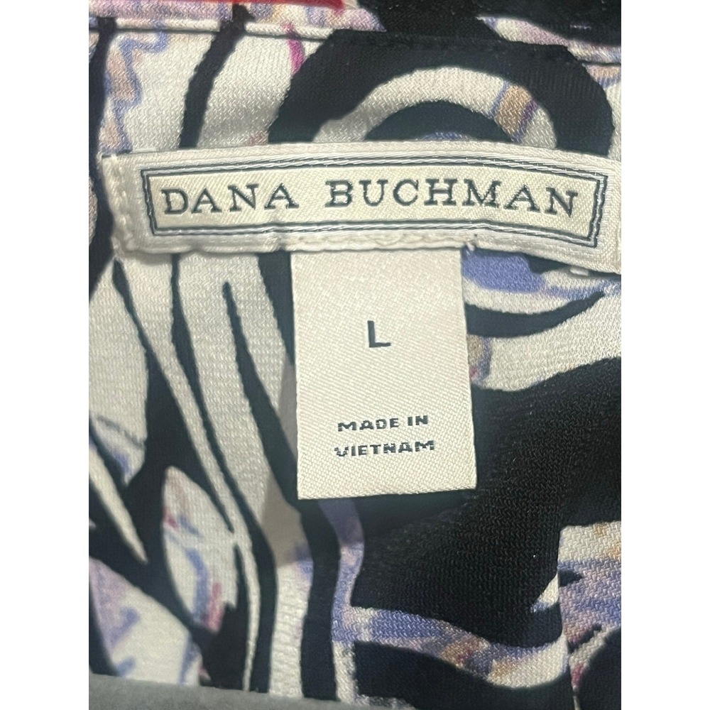 Dana Buchman Sheath Dress Black Purple Paisley Cap Sleeve Stretch Large - Picture 5 of 7